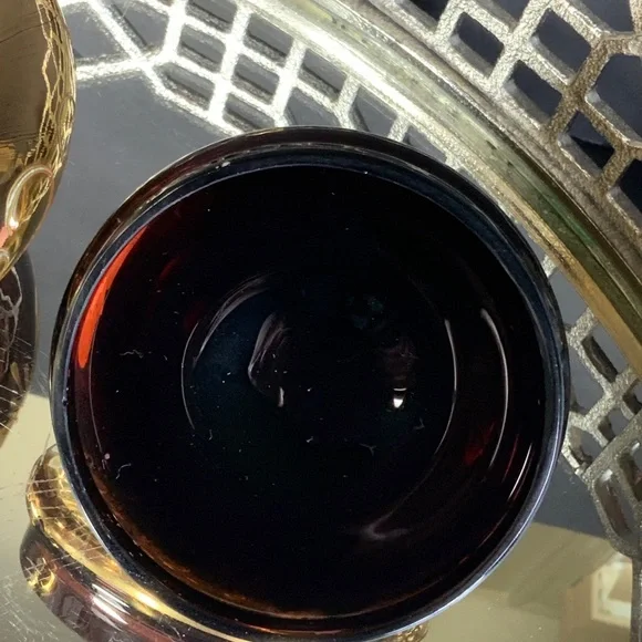 Czech Bohemian Powder Jar Purple Gold Gilt Art Glass Box Flowers Elegant #A23 - Picture 6 of 10